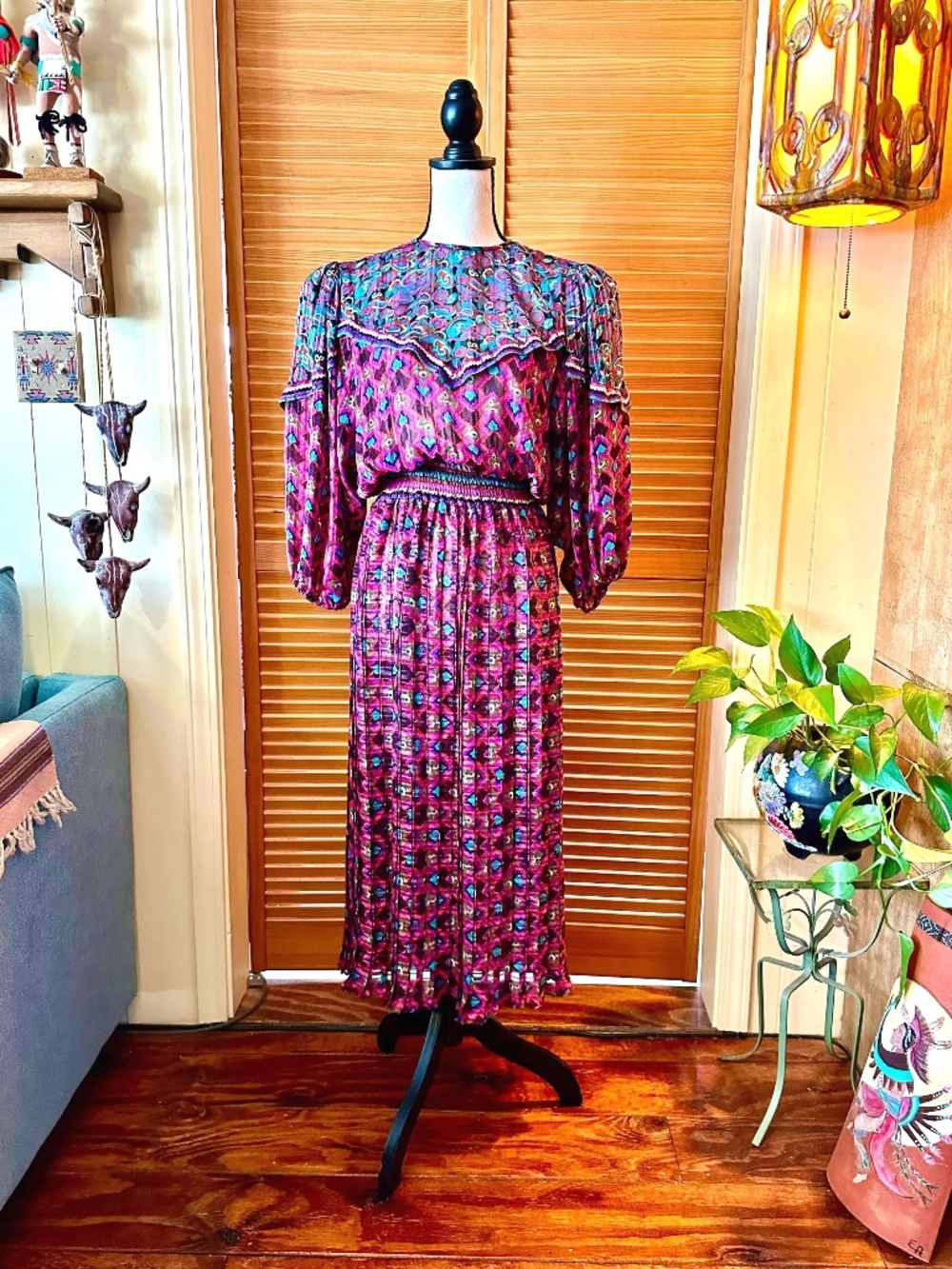 ViNTAGE DIANE FRES’ Gypsy Paisley DRESS Designer Eighties